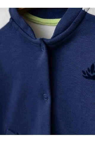 Erkek Bebek Organik Pamuklu İnce Mevsimlik Bomber Ceket-16172 Lacivert