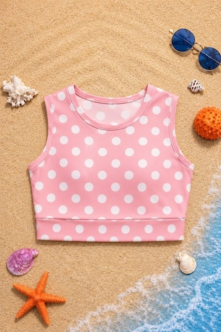 Esila Kids Kız Çocuk Puantiyeli Etekli Mayo Takımı Açık Pembe