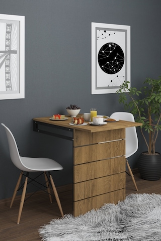 Fulya Duvara Monte Katlanabilir Pratik Yemek Masası Balkon Masa C