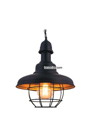 Tarzavize Trt10 Dekoratif Siyah Kafesli Retro Sarkıt Avize