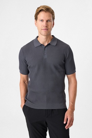 Back And Bond Regular Fit Antrasit Düğmesiz Polo Yaka Triko Tişört