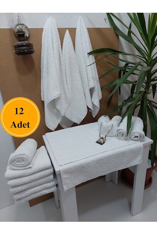 Beyaz Berber Havlusu Denizli 50x90 Cm 12'li