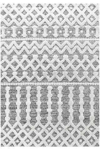 Yumuşak Bukle Tabanlı Modern Kabartmalı 3d Inka Örgü Desenli Krem Gri Renkli Halı