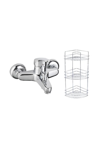 Tema Cosmo Banyo Bataryası 61031 Metal Süngerlik 3'Lü Köşe Raf 2' Krom