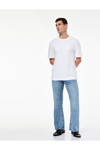 Koton Pamuklu Cepli İspanyol Paça Jean Pantolon Orta İndigo 6wam40193nd İndigo