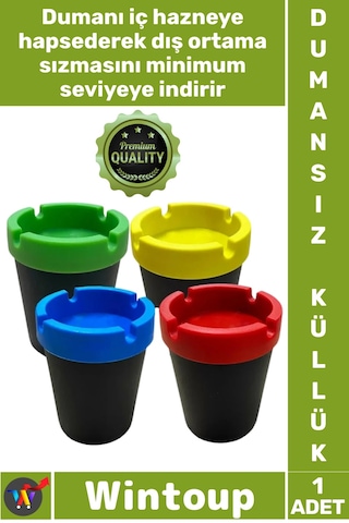 Küllük Araç İçi Koku Önleyici Taşınabilir Kapaklı Yanmaz Ev Ofis Araba Şık Dumansız Kova Küllük