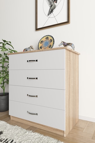 Ae 1045 Açelya 4 Çekmeceli Lüks Şifonyer Komodin Beyaz/sonomo