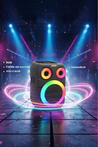 D81 Kablosuz Taşınabilir Hoparlör 12w Rgb Işıklı Kablosuz Mikrofonlu Tws - Usb - Fm Radyo