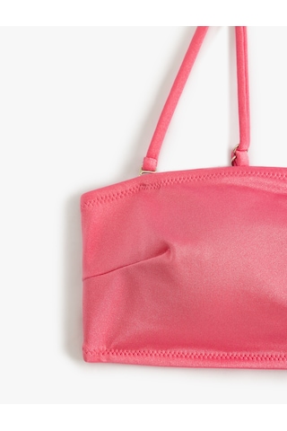 Koton Simli Straplez Bikini Üstü Pedli Astarlı Çıkarılabilir Askı Detaylı Pembe 4sak10232mm Gül