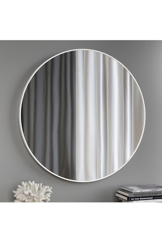 Ayna / Dekoratif Ayna / Yuvarlak Ayna / Banyo Ayna / Makyaj Ayna / Duvar Ayna/ Flora Roma Beyaz
