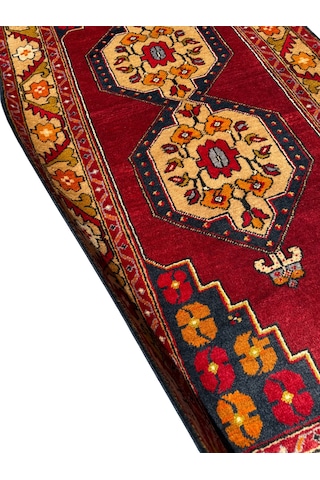 El Dokuması Sıfır Maden Halısı 115x230 Kök Boya %100 Yün Halı Kırmızı
