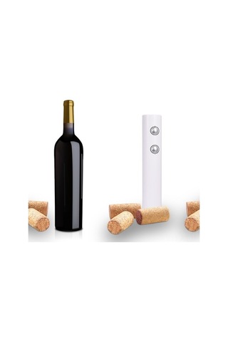 Fortunelane Beyaz Şarap Açıcı + Kağıt Kesici, 4 Aa Pil İle, Hızlı Mantar Açma, Siyah Abs Malzeme Pil Dahil Değil Siyah