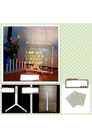 Tcherchi Şeffaf Masaüstü Silinebilir Aydınlık Akrilik Boyama Yazı Tahtası, Not Panosu 15 15cm Diğer