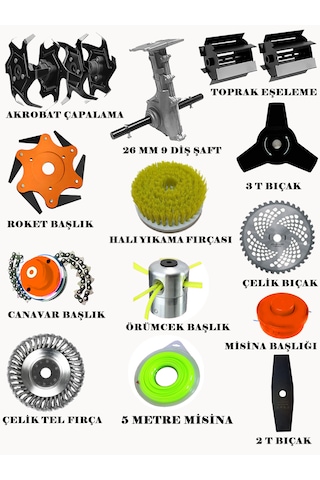 Prowackers German Tıtan Wrx-790f Sırt Tırpan+ Akrobat Çapalama + Toprak Eşeleme 14 Parça Tam Setli