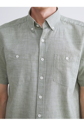 Lcwaıkıkı Classic Haki Regular Fit Kısa Kollu Poplin Erkek Gömlek