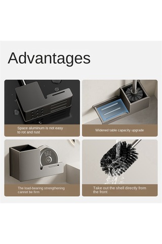 Tuvalet Fırçası Tutucu Duvara Monte Banyo Temizleme Fırçası Siyah Siyah