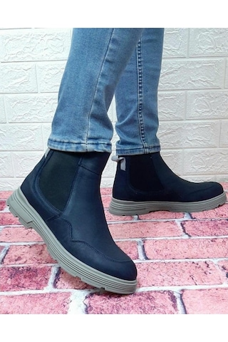Voyager 5416 Lacivert Fermuarsız Hakiki Deri Ortopedik Erkek Bot
