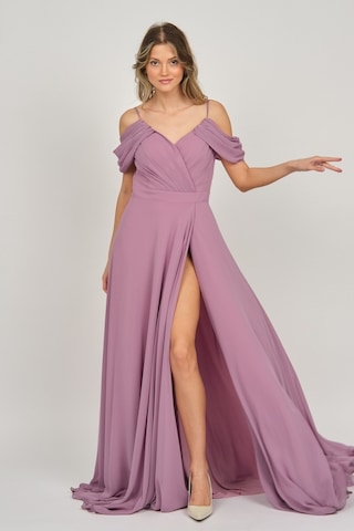 Lilas Xxl Kadın Derin Yırtmaçlı Uzun Abiye Elbise 5481027 Gül Kur Gül Kurusu