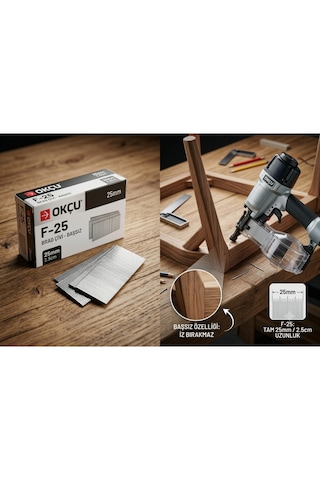 F-25 Brad Çivi Havalı Çakma Çivisi Başsız 25 Mm 2.5 Cm 1 Paket 5000 Adet