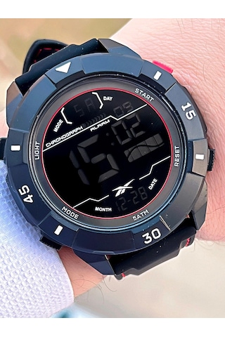 Reebok Silikon Kordon 50 Mt Suya Dayanıklı Dijital Seri Büyük Kasa Spor Erkek Kol Saati Rv.pbıg-bg02