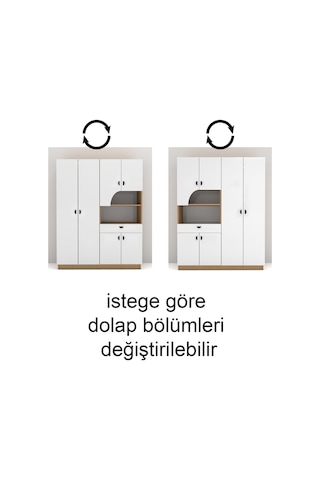 Bianca 6 Kapaklı 1 Çekmeceli Gardırop Beyaz