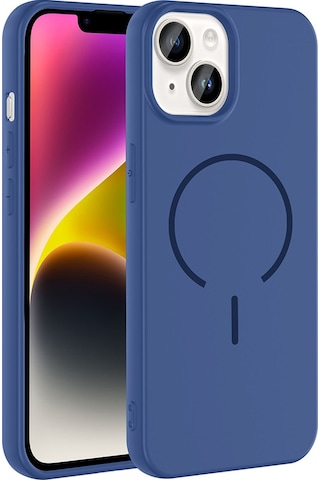 Apple Uyumlu iPhone 14 Kılıf M-safe Şarj Özellikli Zore Meta Kapak Lacivert