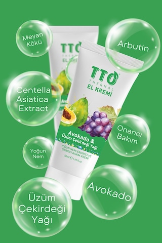 Tto Avokado & Üzüm Çekirdeği Yağlı El Kremi – Besleyici ve Yumuşatıcı Bakım 50 Ml
