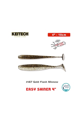 Keitech Easy Shiner 10cm (4") #417 Gold Flash Minnow Kokulu Silikon Balık