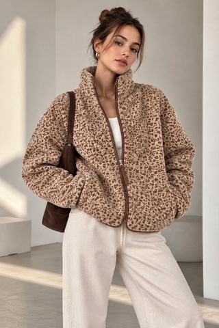 Bbbutikbasic Dik Yaka Teddy Polar Ceket My3535 Kahverengi
