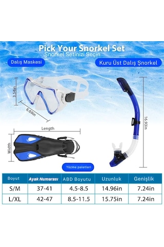 Monozone Yetişkinler İçin Şnorkel Takımı 3parça Set,dalış Gözlüğü