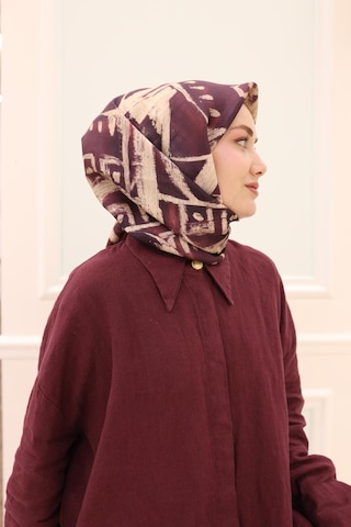 Silk Home Twill İpek Eşarp 11462-02 Bordo, Mürdüm, Bej