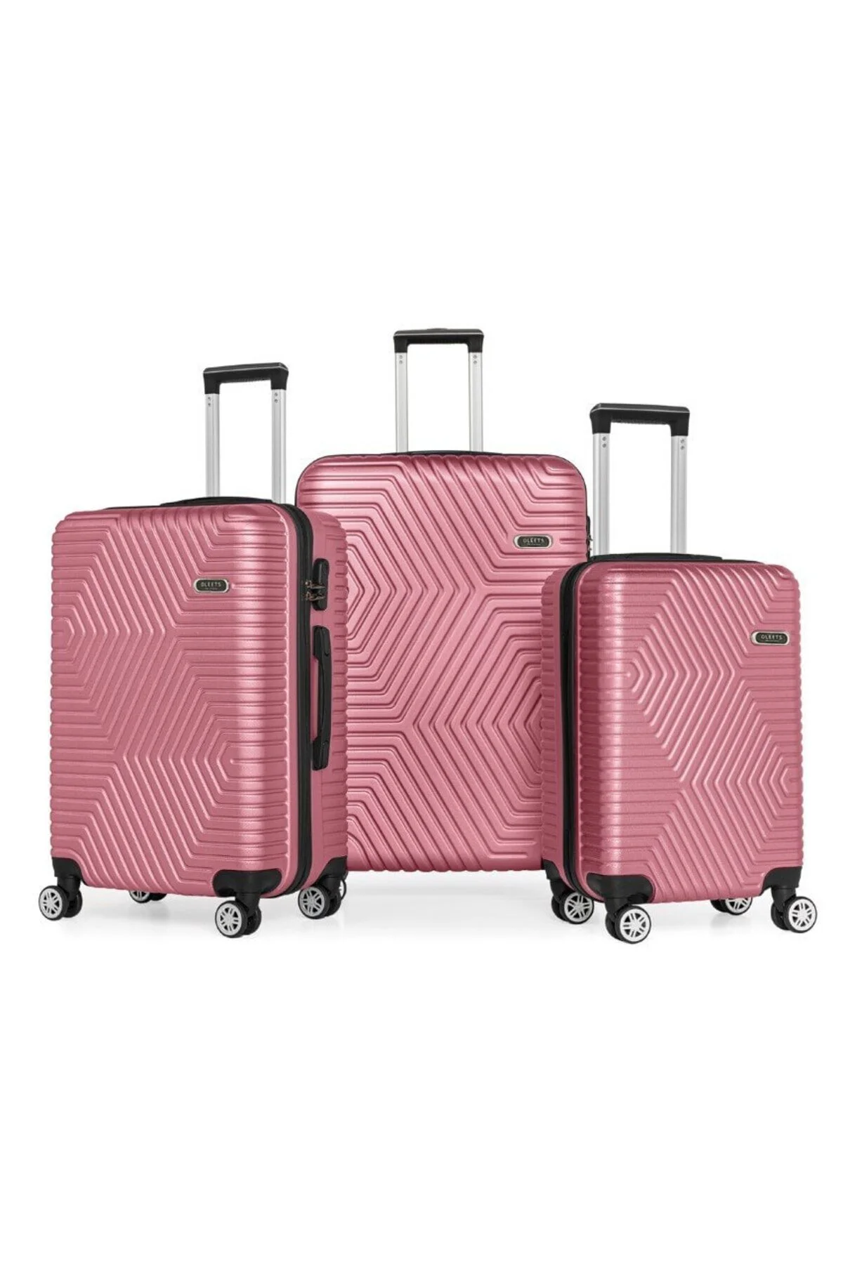 Oleets Unisex 4 Tekerli Kilitli 3'lü Set Valiz-bavul Pudra