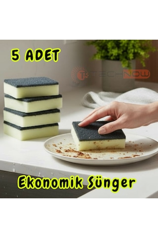 Technow Klasir Ekonomik 9 X 7 Cm Sarı Siyah Düz Bulaşık Süngeri Sarı