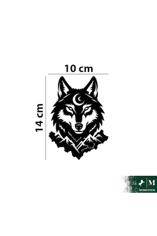 Ay Yıldız Kurt Sticker - Tasarımlı Oto Sticker - Arka Cam, Araç, Motor, Bilgisayar Kasası, Dükkan, Vitrin Ve Kask Etiketi - Düz Yüzey Uyumlu Dekoratif Modifiye Aksesuar Siyah, Beyaz, Kırmızı, Hologram Renk Seçenekli 10x14cm
