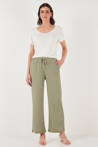 Lela Regular Fit Normal Bel Geniş Paça Bayan Pantolon 5866117 Olive