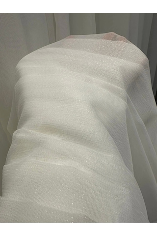 Nivemeshome Bambu Simli 1/3 Sık Pileli Beyaz Tül Perde Apm Çok Renkli