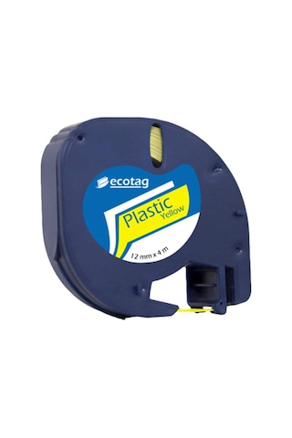 Ecotag Dymo Muadil Plastik Şerit Etiket Sarı 12 MM x 4 M 10'lu Paket