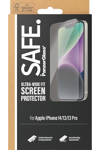 Safe. By Panzerglass Apple Uyumlu iPhone 14 13 13 Pro Ultra-wide Fit Tam Koruma Çerçeve Aparatlı Ekran Koruyucu