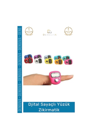 Zikirmatik Dijital Sayaçlı Şeffaf Silikon Kordonlu Pratik Renkli Ayarlanabilir Yüzük Zikirmatik