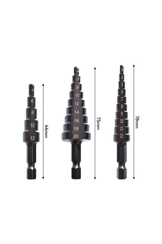Kangvka 3'lü Hss Nitrid Kaplı Siyah Basamaklı Matkap Ucu Seti 3-12, 4-12, 4-20mm Altıgen Saplı Delme Ve Genişletme Aleti - Opp Paketli