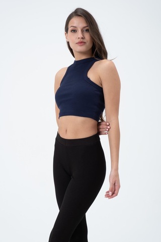 Quhox Kadın Kaşkorse Crop Atlet İndigo