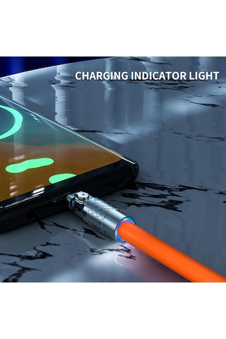 Valkyrie 120W-180 6A Lightning Sıvı Silikon Data Hızlı Şarj Kablosu Turuncu