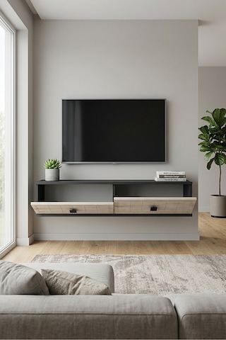 Tda1205at Yuka Duvara Montaj Tv Sehpası Antrasit-traverten 120cm Antrasit - Traverten