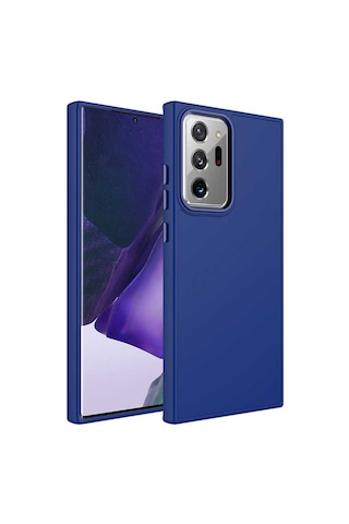Galaxy Note 20 Ultra Uyumlu Metal Çerçeve Ve Buton Tasarımlı Silikon Zore Luna Kılıf-laciver Lacivert