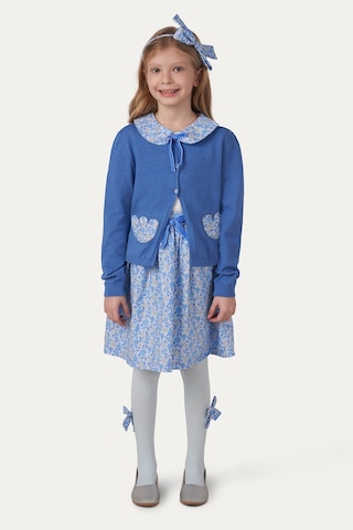 Made With Liberty Fabric Liberty Kumaş Kız Çocuk Triko Hırka Mavi