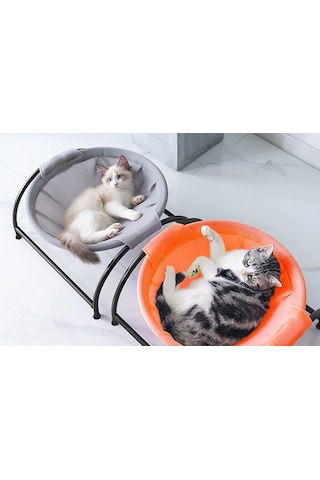 Kedi Hamak Yatağı, Küçük Büyük Kediler İçin Serbest Duran Yükseltme Turuncu