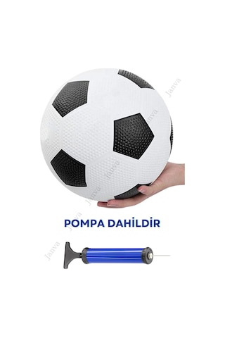 Janva Siyah Beyaz Maç Topu Futbol Topu Kauçuk + Pompa + Şişirme Iğnesi Beyaz