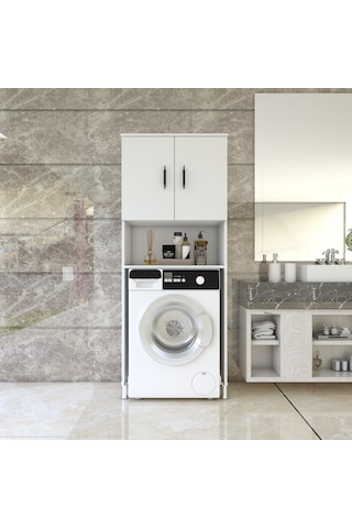 Esmopa Mobilya Çok Amaçlı Banyo Çamaşır Makinası Dolabı Beyaz