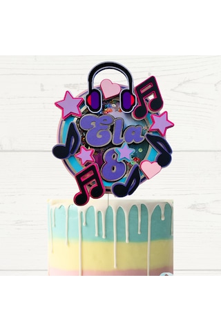 Dans Müzik Nota Temalı Kişiye Özel Kız Çocuk Doğum Günü Pasta Süs