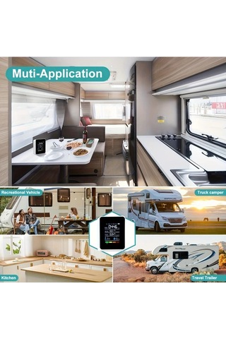 Honeybeeshop 1 Adet 5i 1 Arada Gelişmiş Hava Kalite Monitörü Siyah Co2 Formaldehit Sıcaklık Nem Tvoc Dedektörü Büyük Lcd Usb Şarj Ev Ofis İçin